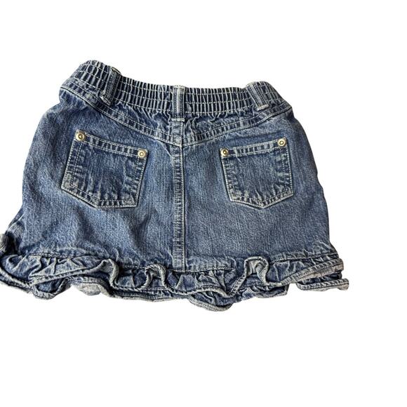 Sz 3 Vintage Gymboree Denim Jean Skirt Embroidered Flowers Ruffle 90s Y2K - Picture 4 of 11
